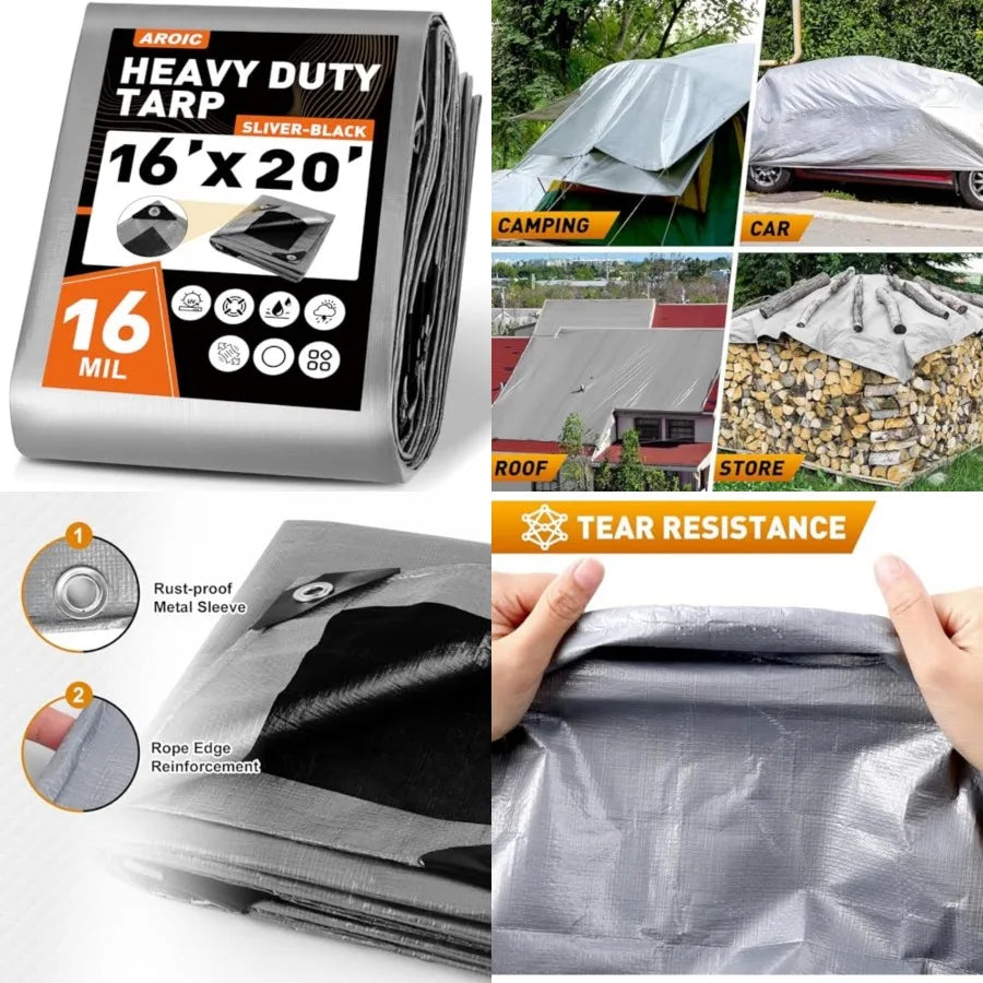 Heavy Duty Waterproof Tarp With Rustproof Grommets UV Protection