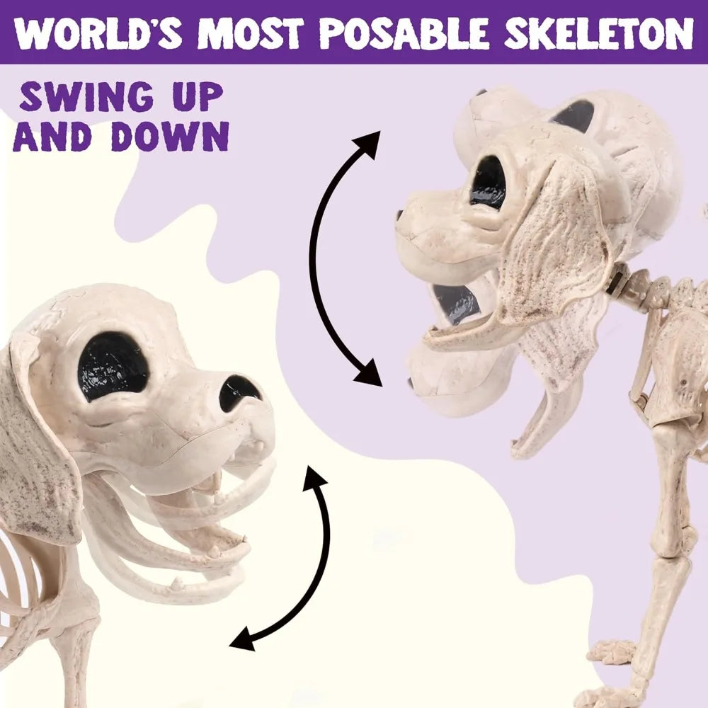 Full Body Poseable Fake Dog Skeleton Halloween Graveyard Decor