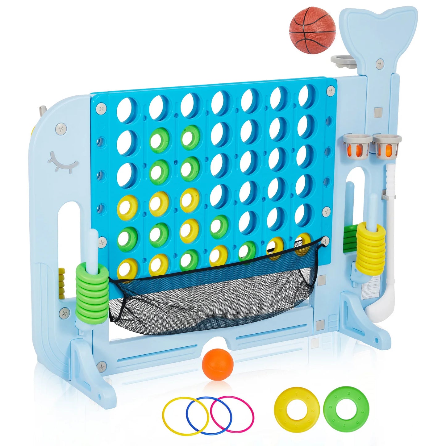 Giant Four In A Row Basketball Ring Toss Outdoor Game