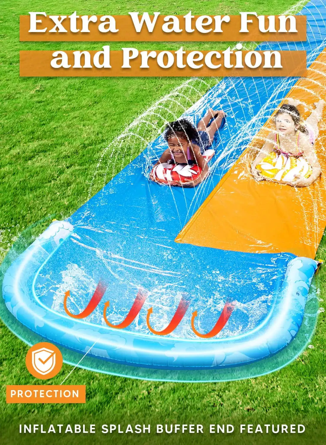 Joyfy Outdoor Water Slide With Built In Sprinklers For Kids