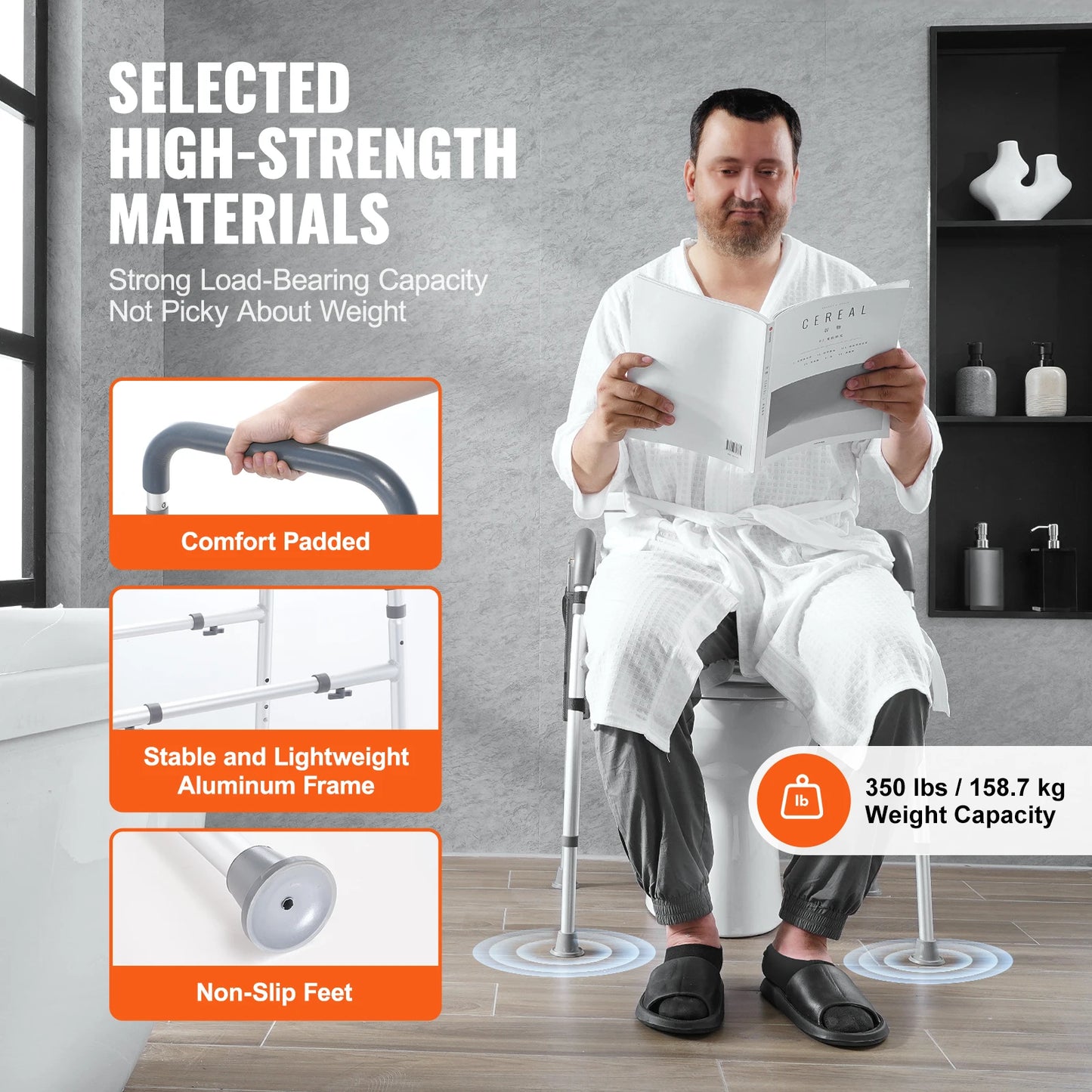 SucceBuy Raised Toilet Seat With Seven Position Height Adjustment 350lbs