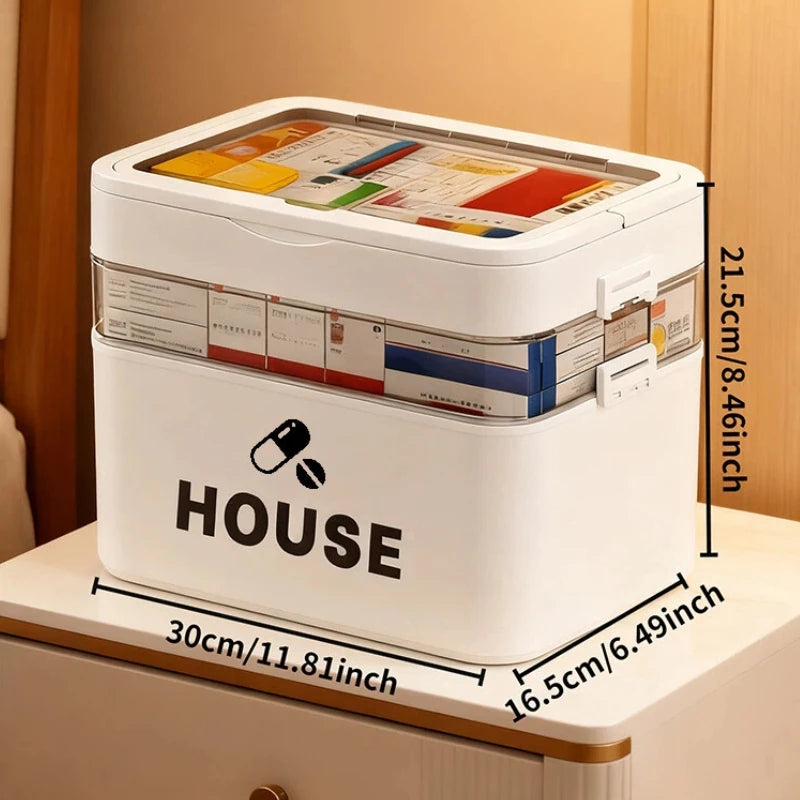 Large Capacity Multi Layer Transparent First Aid Box With Compartments