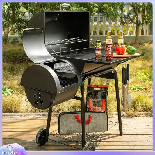 Charcoal Offset Smoker Grill for Outdoor Cooking, Durable Stainless Steel