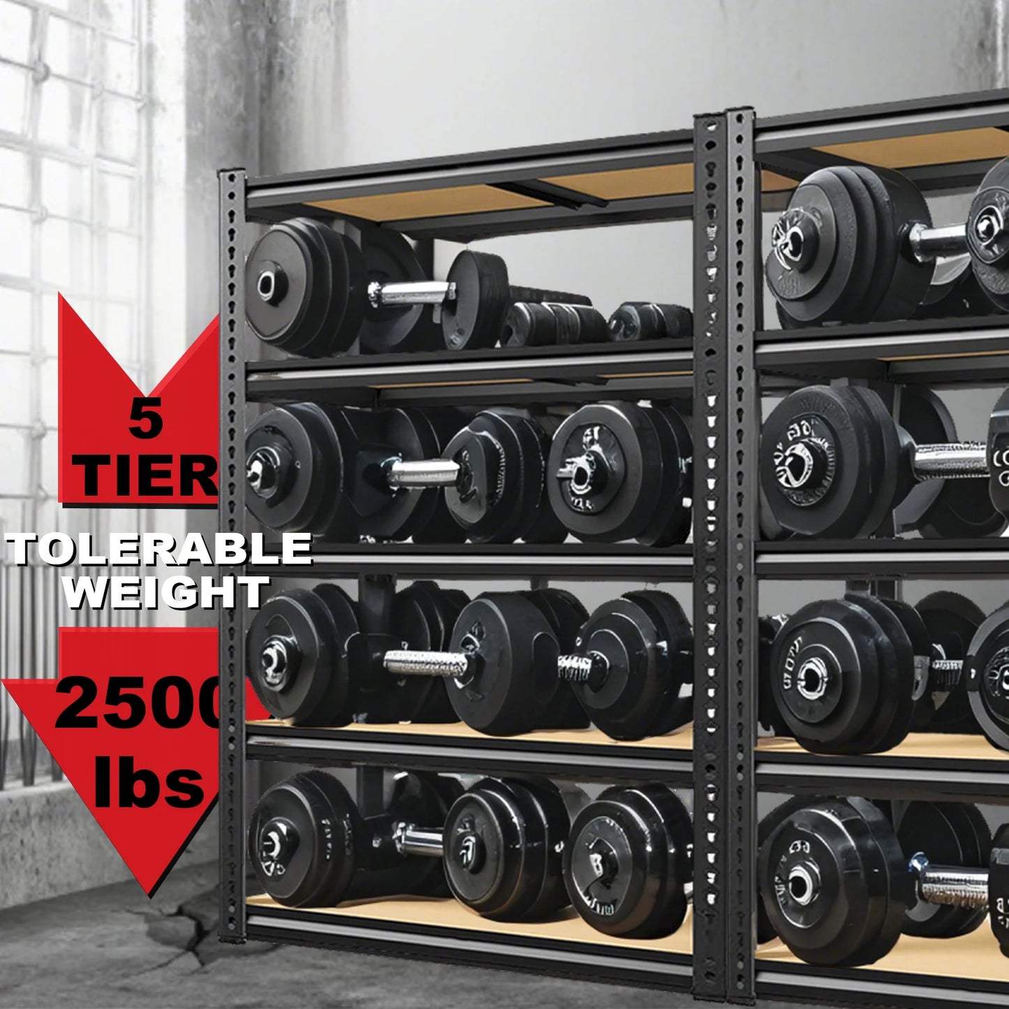 Heavy Duty 2000Lbs Garage Shelving Unit Adjustable Iron Storage Rack