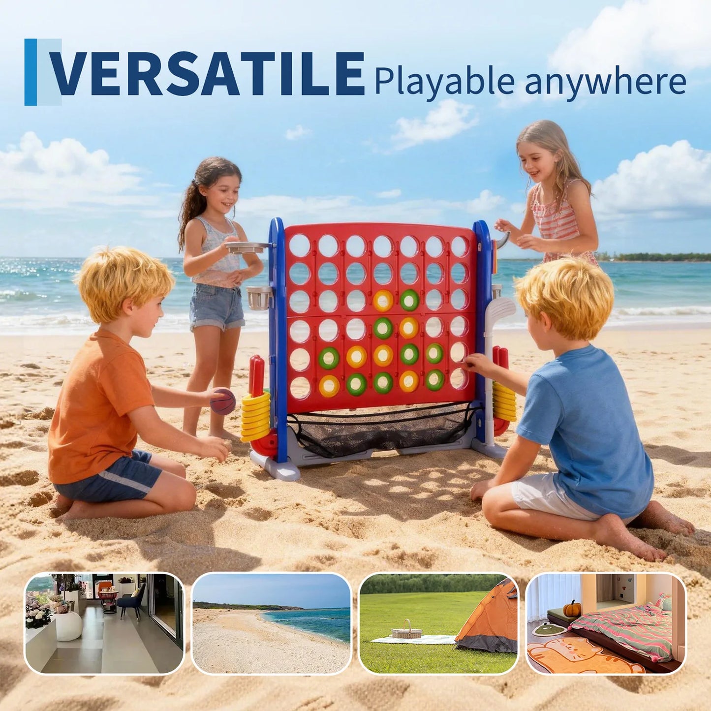 Giant Four In A Row Basketball Ring Toss Outdoor Game