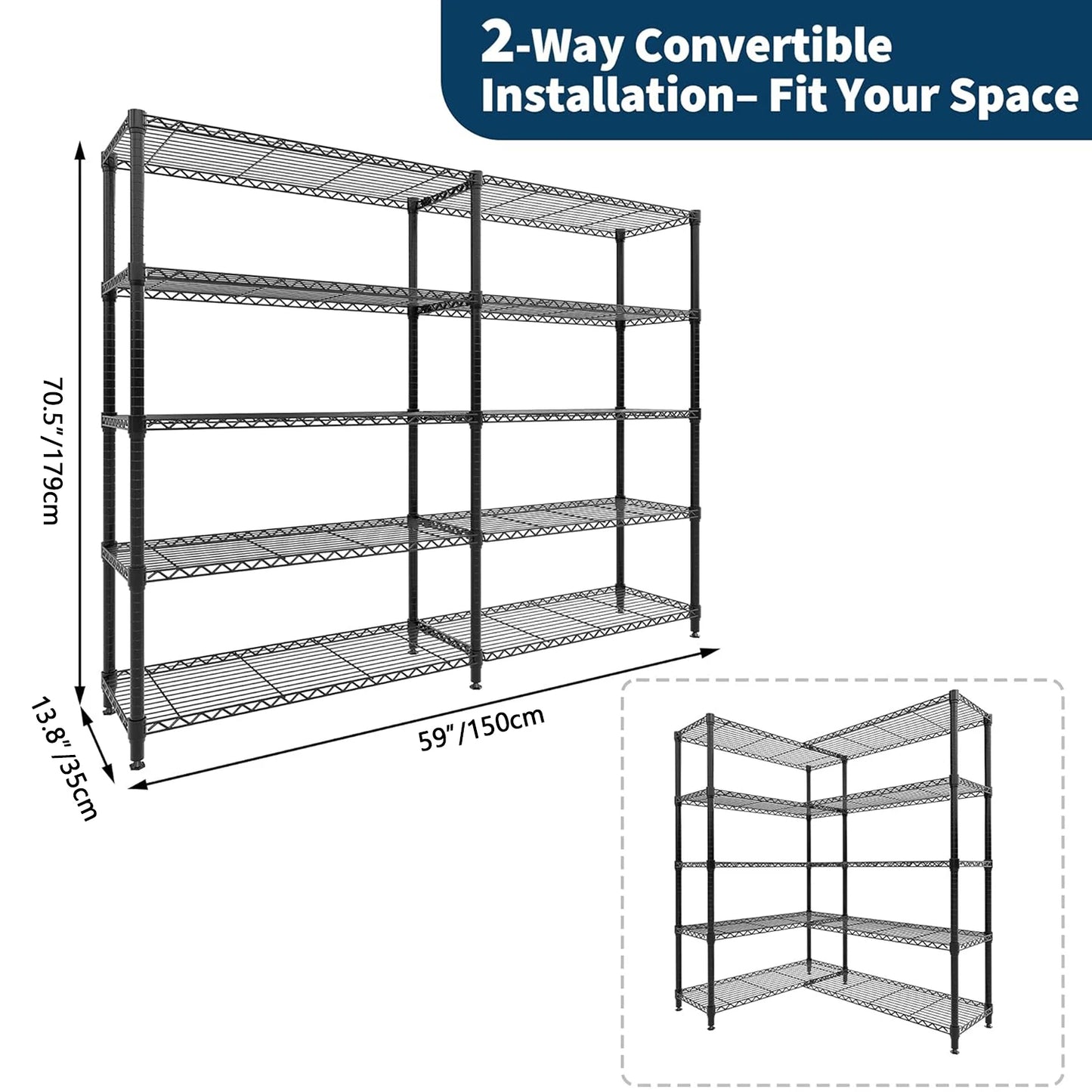 TWISTER.CK Heavy Duty Five Tier Metal Shelving Unit For Kitchen Garage
