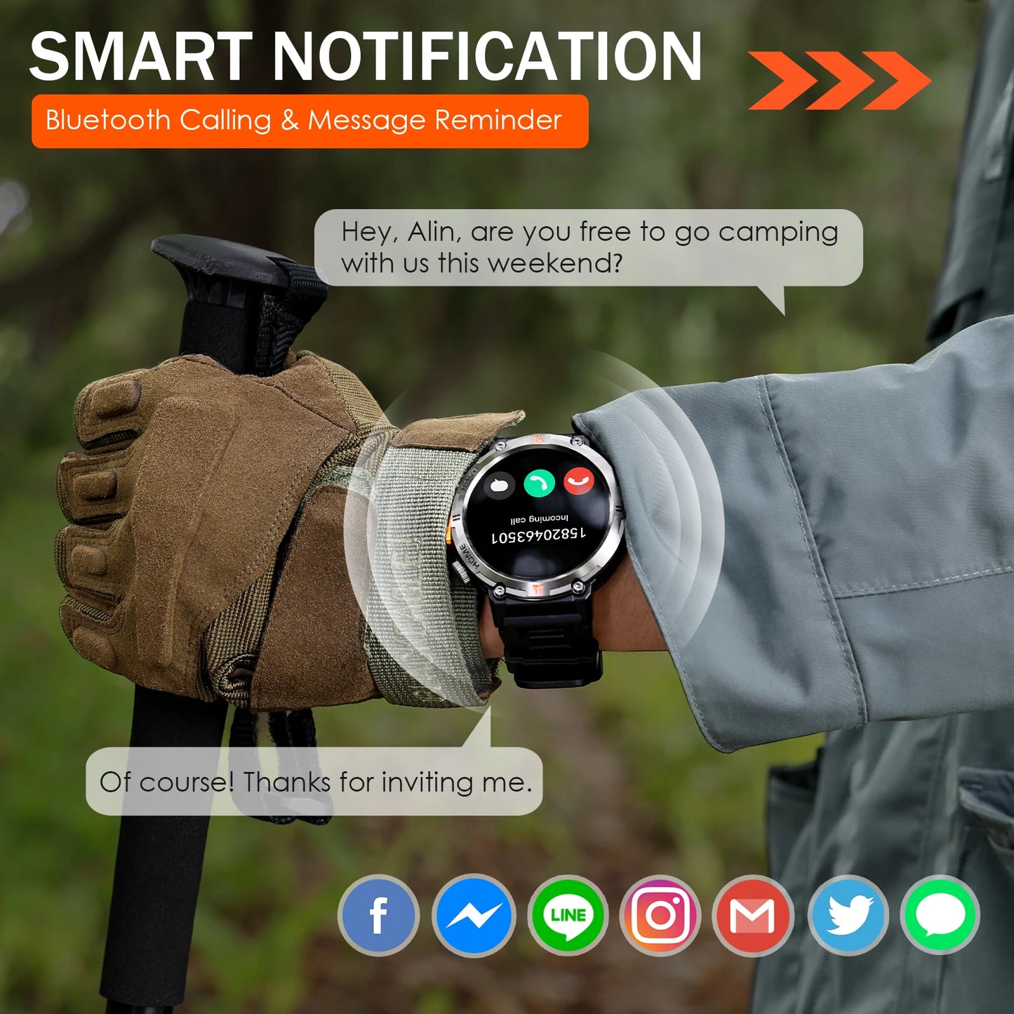 EIGIIS KE3 Bluetooth Smartwatch for Men Full Touch Health Monitor
