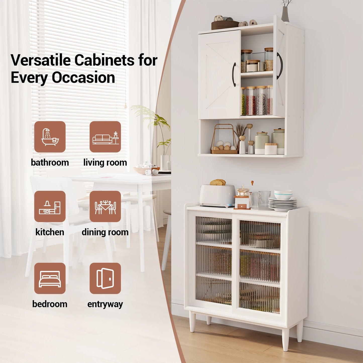 Huisenitre Wall Mounted Cabinet With Adjustable Shelves For Bathroom