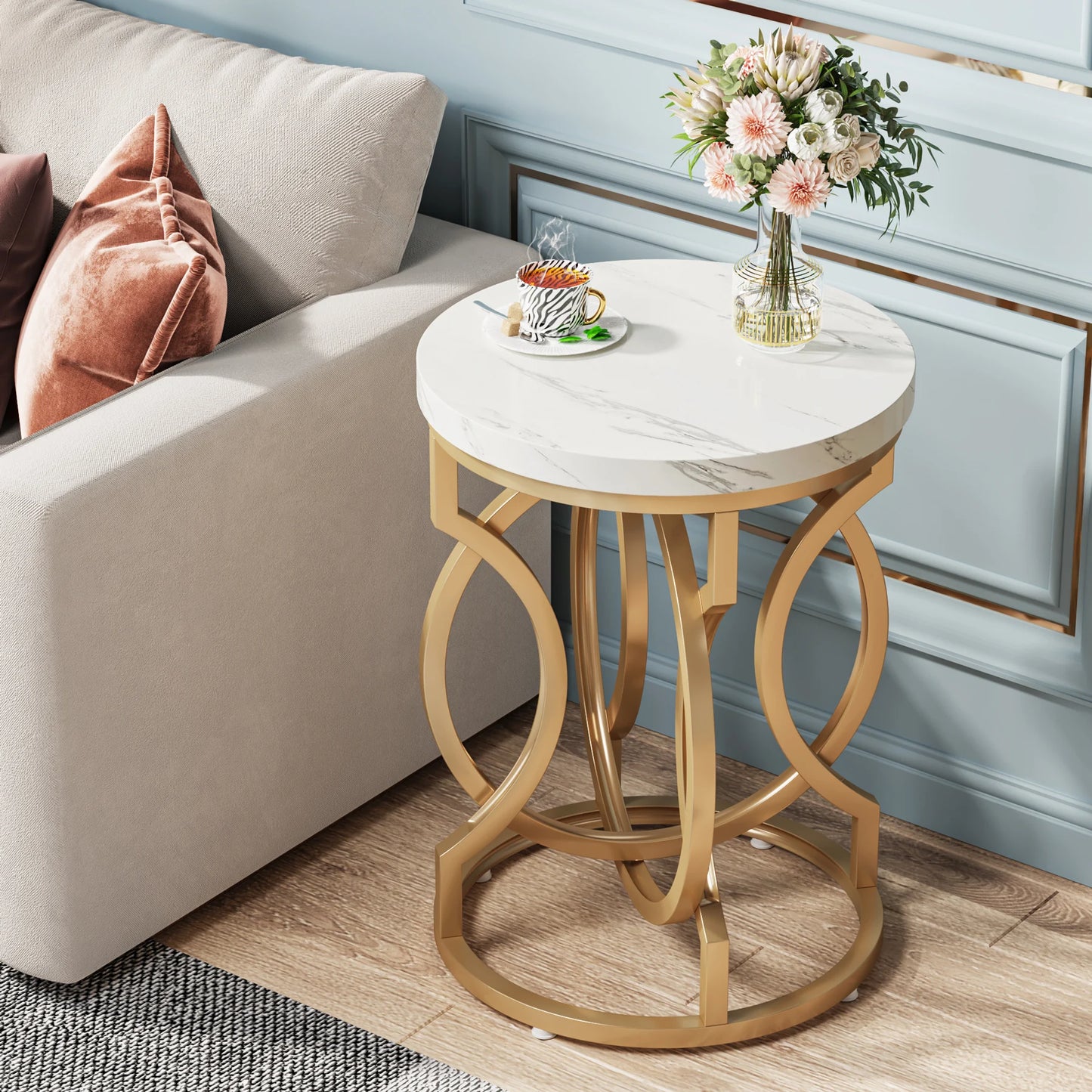 Tribesigns Modern Round Side Table With Thick Wood Top
