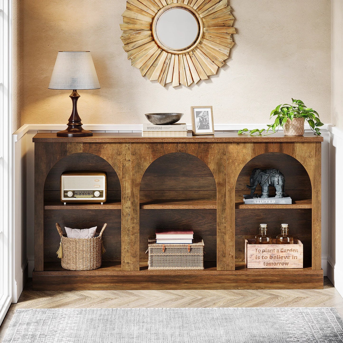 Tribesigns Farmhouse Console Table Entryway With 3 Tier Storage