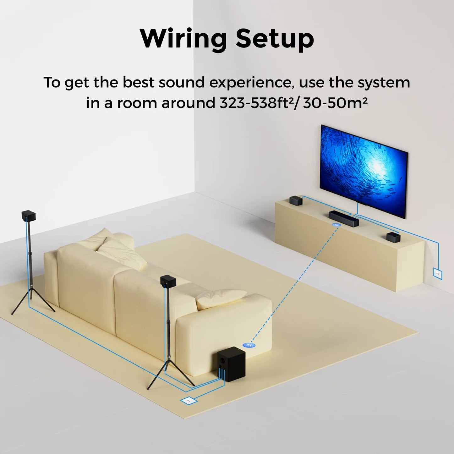 ULTIMEA Poseidon D80 Boom 7.1 Channel Dolby Atmos Soundbar Subwoofer
