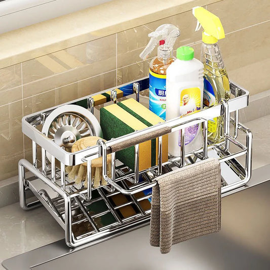 Stainless Steel Sink Drainage Rack and Dishcloth Storage