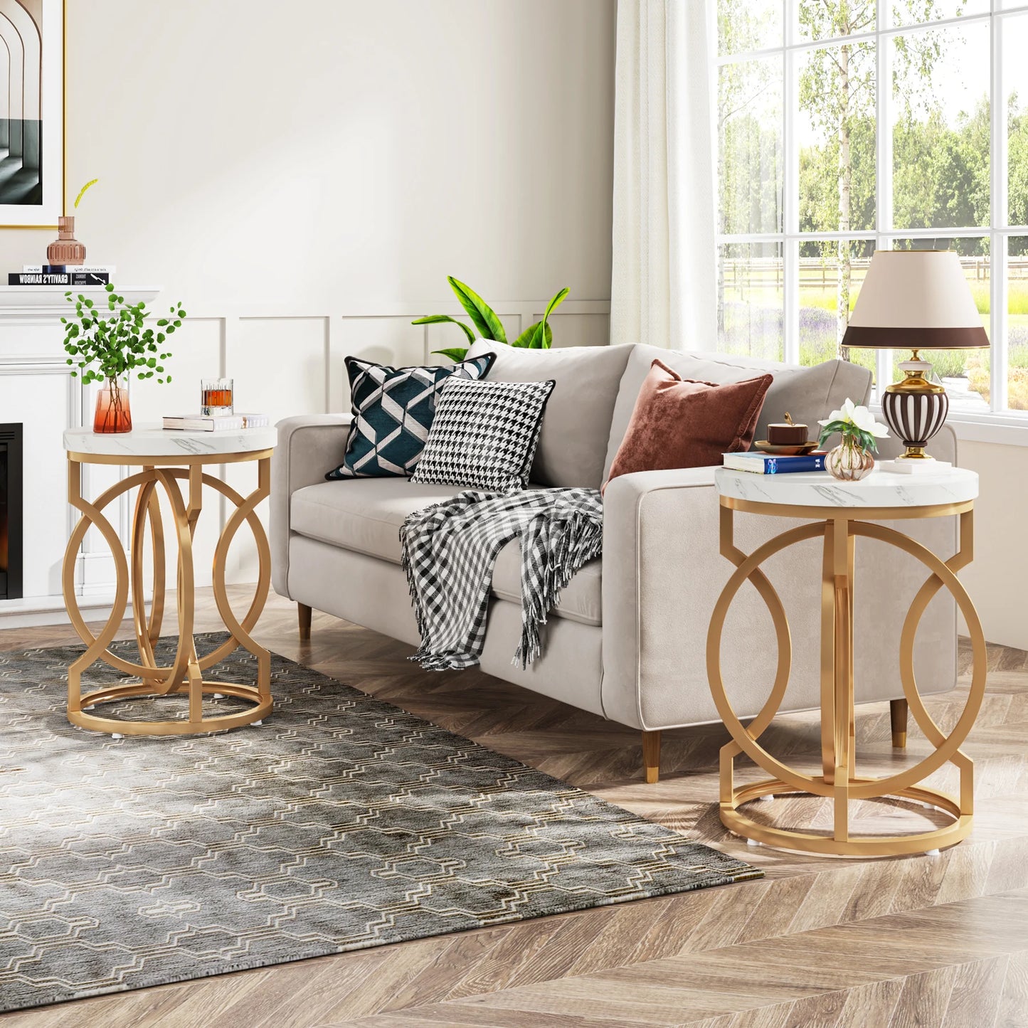 Tribesigns Modern Round Side Table With Thick Wood Top