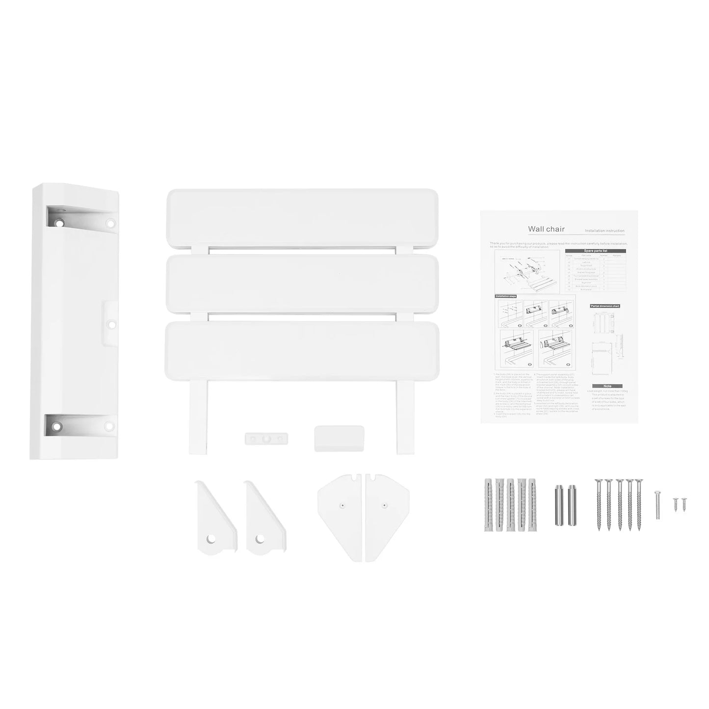 Wall Mounted Folding Shower Seat Waterproof Aluminum Bathroom Bench