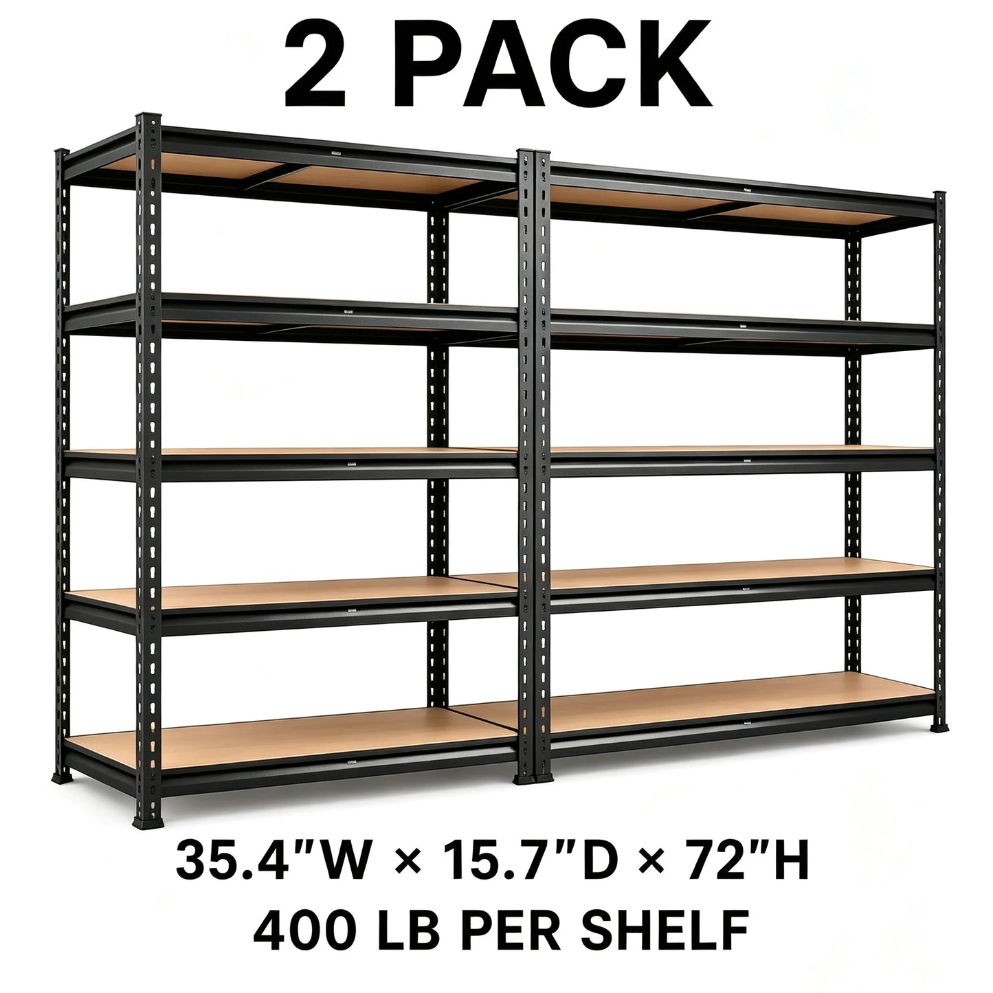 Heavy Duty Metal Storage Rack 5 Tier Adjustable Shelving Unit With MDF Board