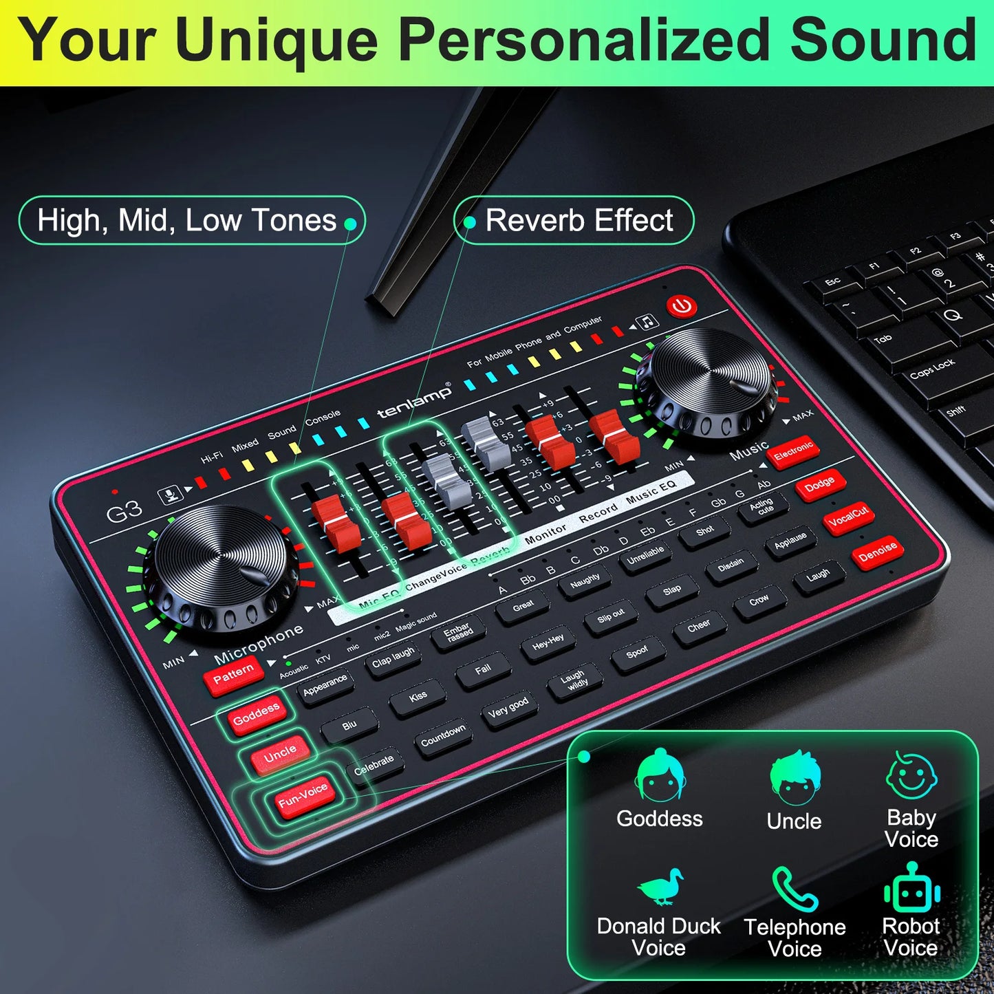 Tenlamp G3 Podcast Kit With USB Mixer And Wireless Mic