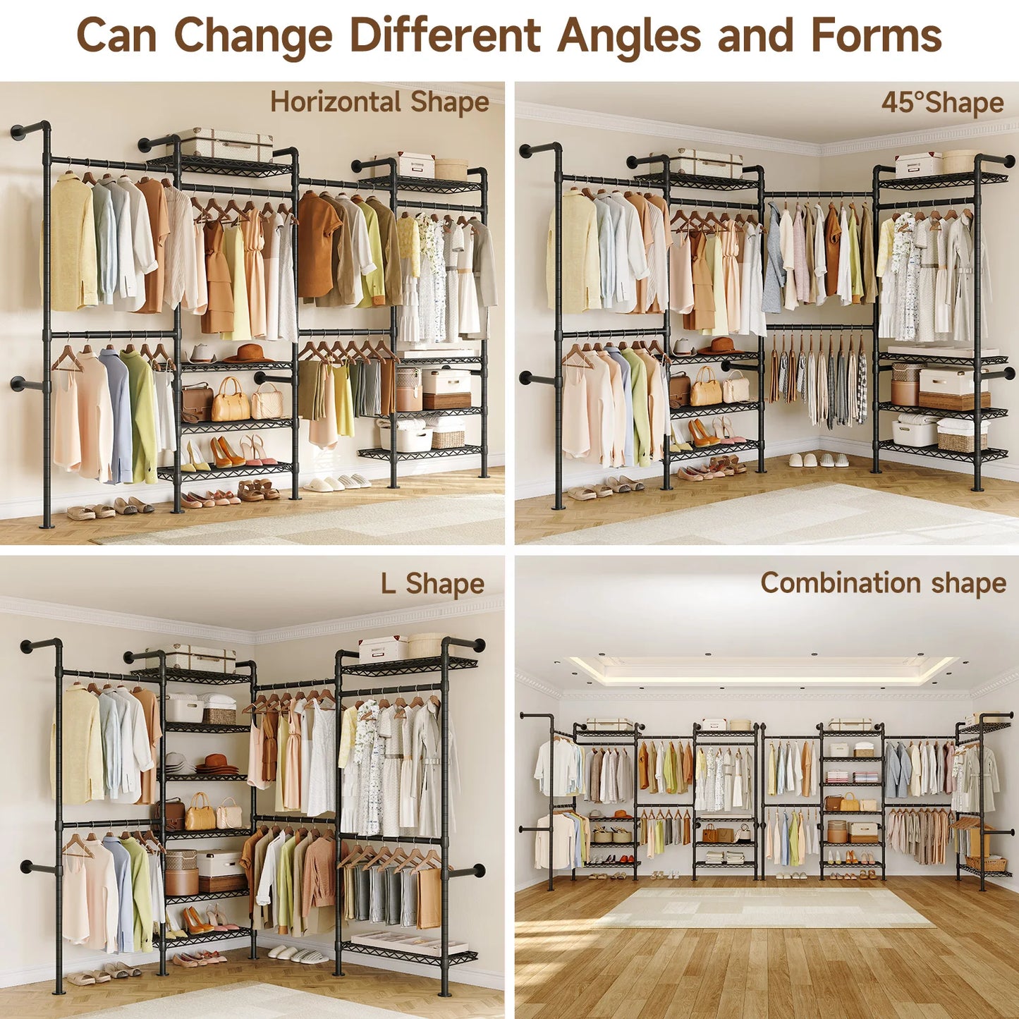 Onbrill Wall Mounted Industrial Pipe Clothes Rack Organizer