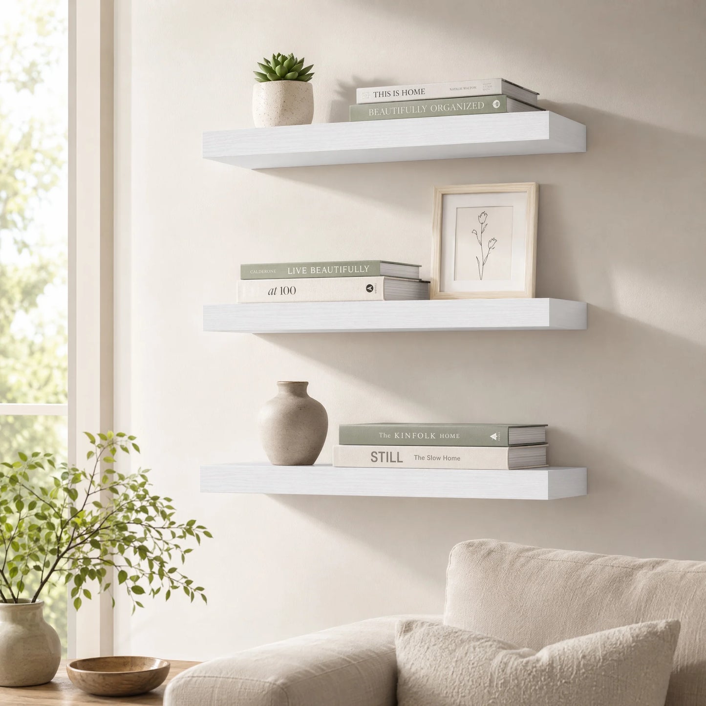 Floating Wall Shelves Set Of 3 With Invisible Brackets Laminate