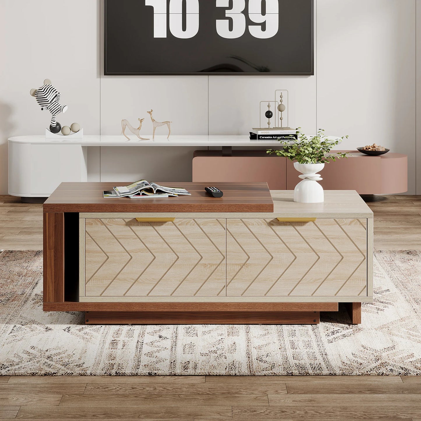 Tribesigns Extendable Coffee Table With Two Storage Drawers