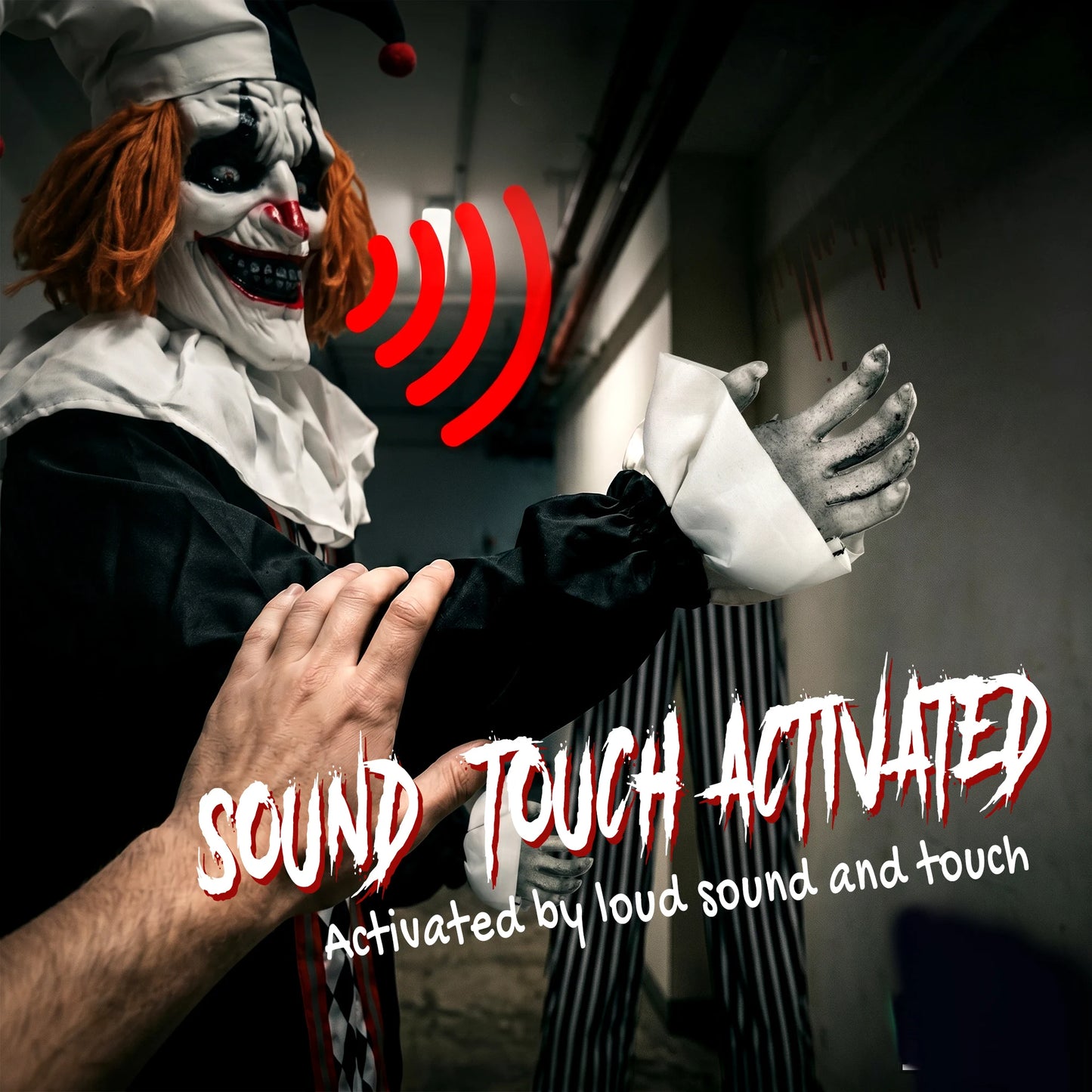 Animated Halloween Clown Decoration With Sound And Touch Activated