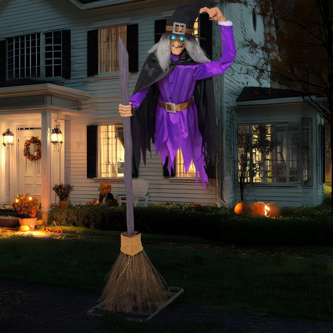 Animated Halloween Flying Witch Decoration With Light Eyes And Spooky Voice