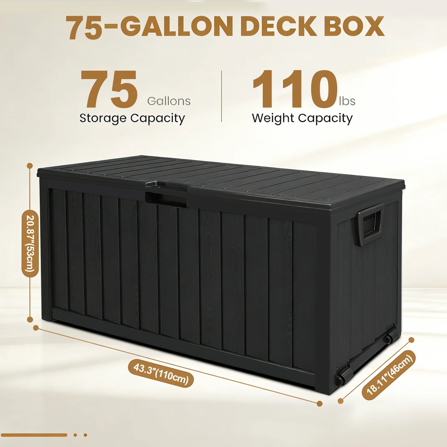 Sarenzoon Outdoor Deck Box With Lockable Lid And Plastic Storage