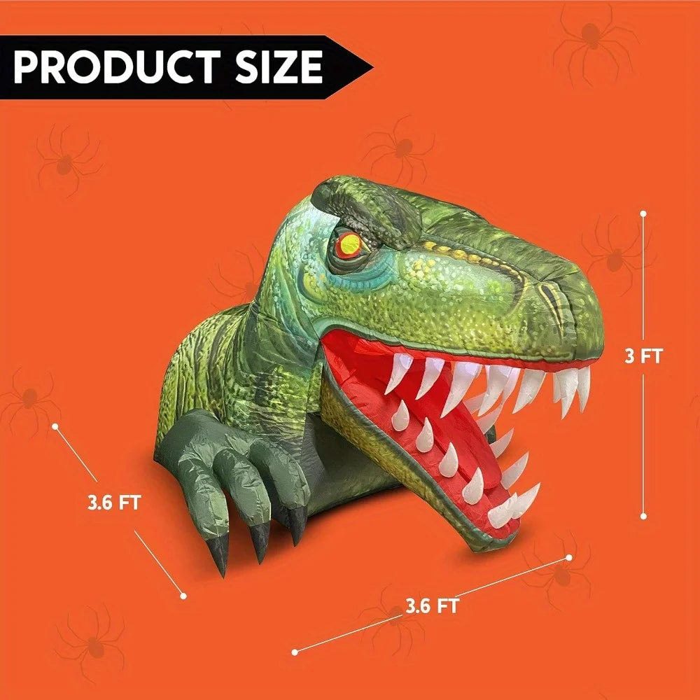 Animated Halloween Inflatable Dinosaur With LED Lights For Outdoor Decoration