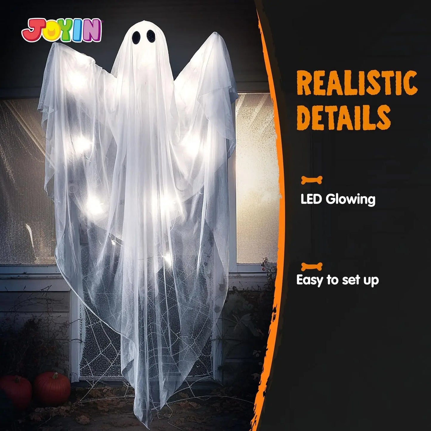 LED Hanging Light Up Ghost Decoration For Halloween Party