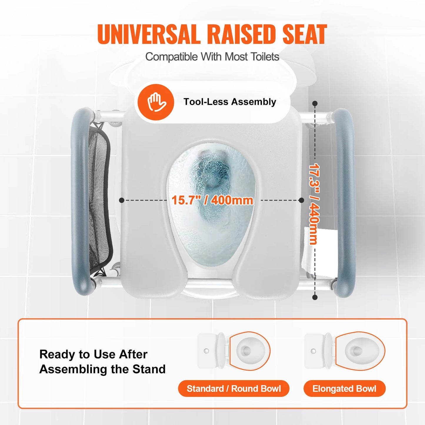 SucceBuy Raised Toilet Seat With Seven Position Height Adjustment 350lbs