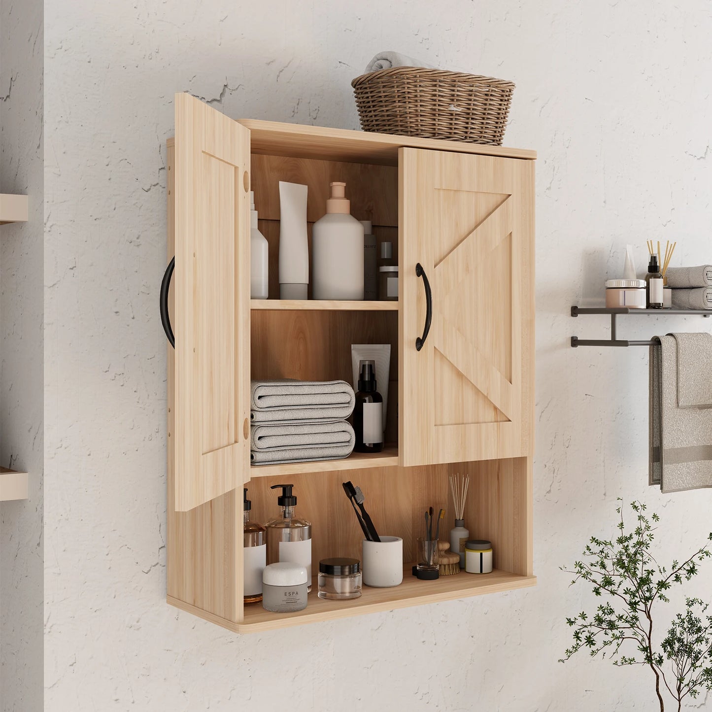 Huisenitre Wall Mounted Cabinet With Adjustable Shelves For Bathroom