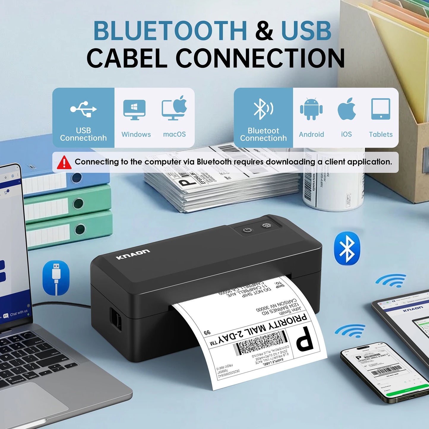 Knaon Thermal Shipping Label Printer Bluetooth for Small Business