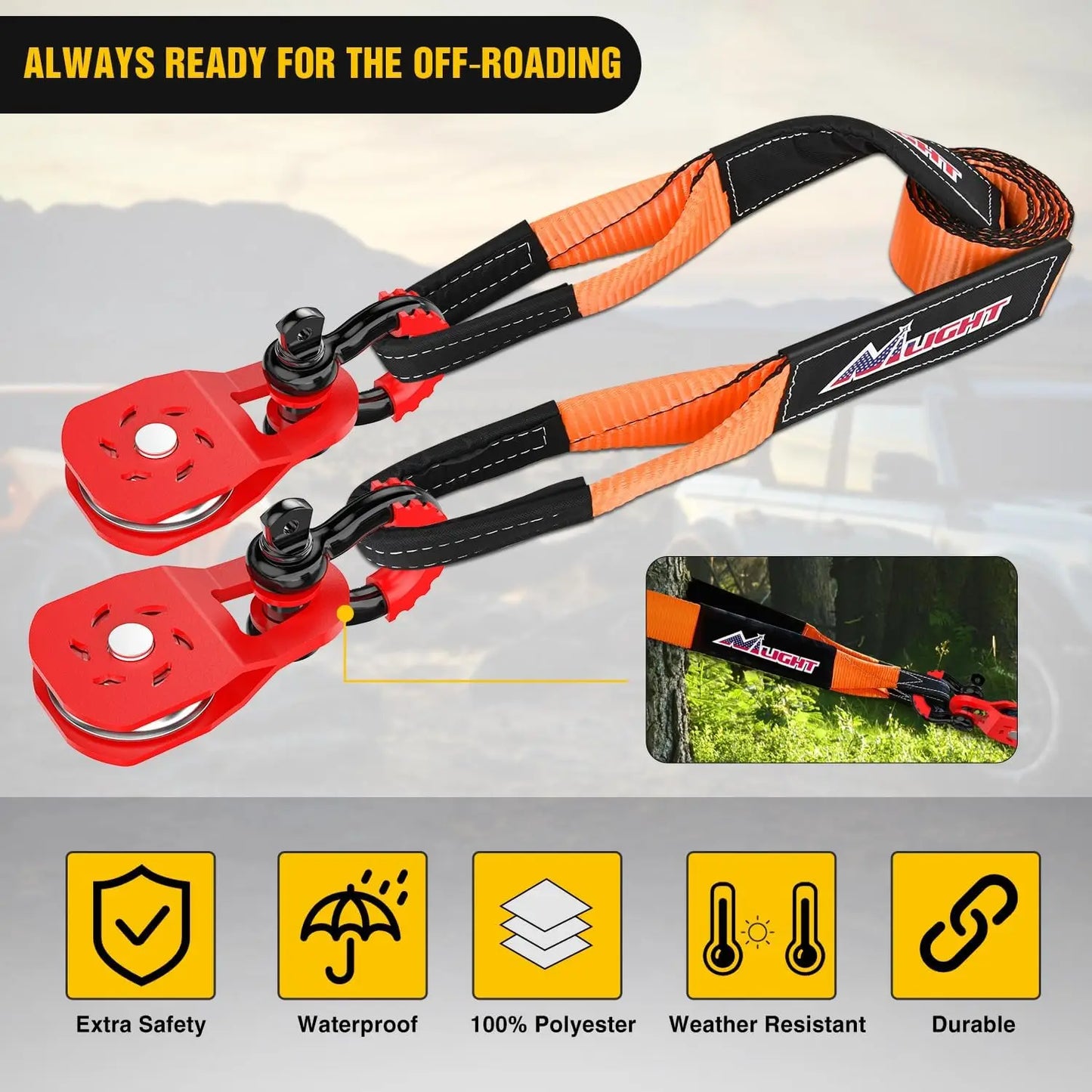Nilight Offroad Recovery Kit With Heavy Duty Tow Straps
