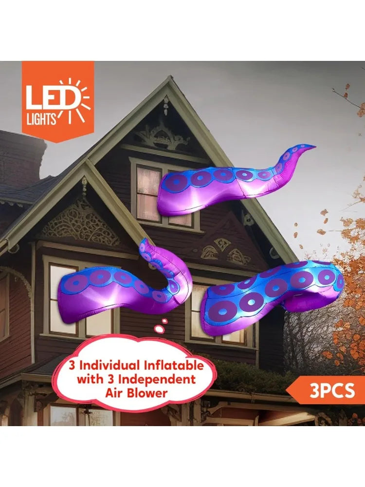 Joyfy Halloween Octopus Tentacle Inflatable Decor With Led Lights