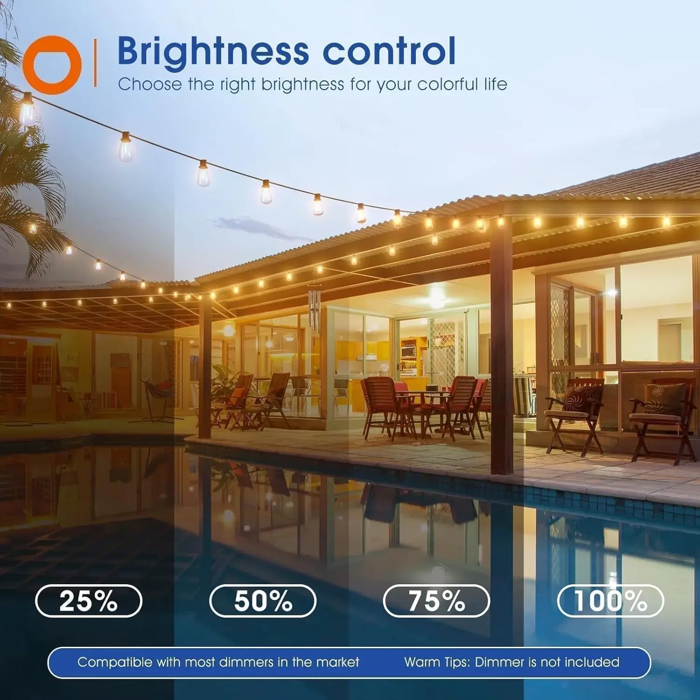 MIMIRGB Waterproof LED Outdoor String Lights For Patio