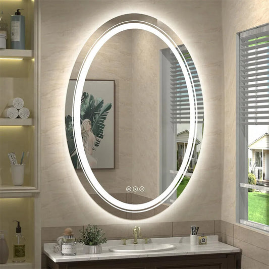 BORWART Oval LED Bathroom Mirror Anti Fog Backlit Front Light