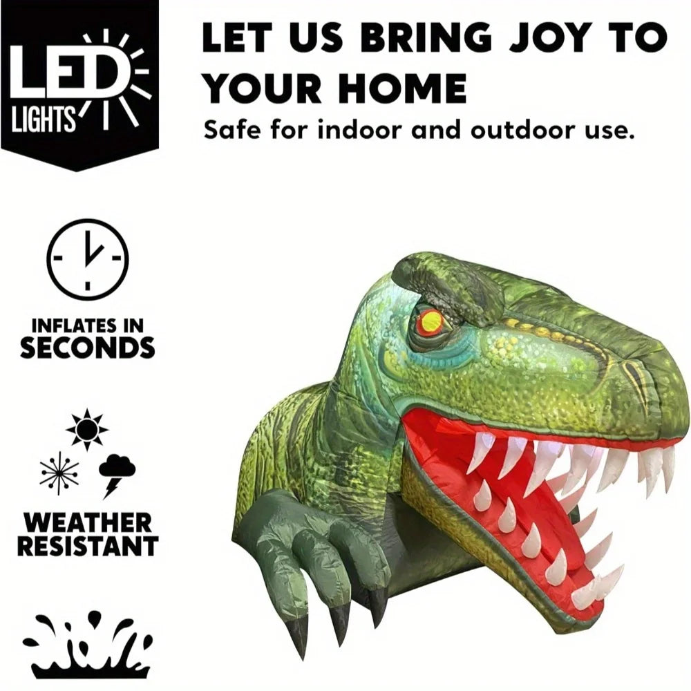 Animated Halloween Inflatable Dinosaur With LED Lights For Outdoor Decoration