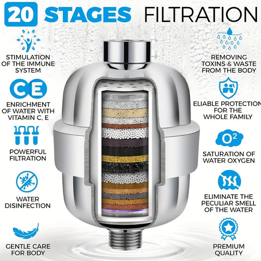 Showerhead Filter 20 Stage Water Filter For Hard Water