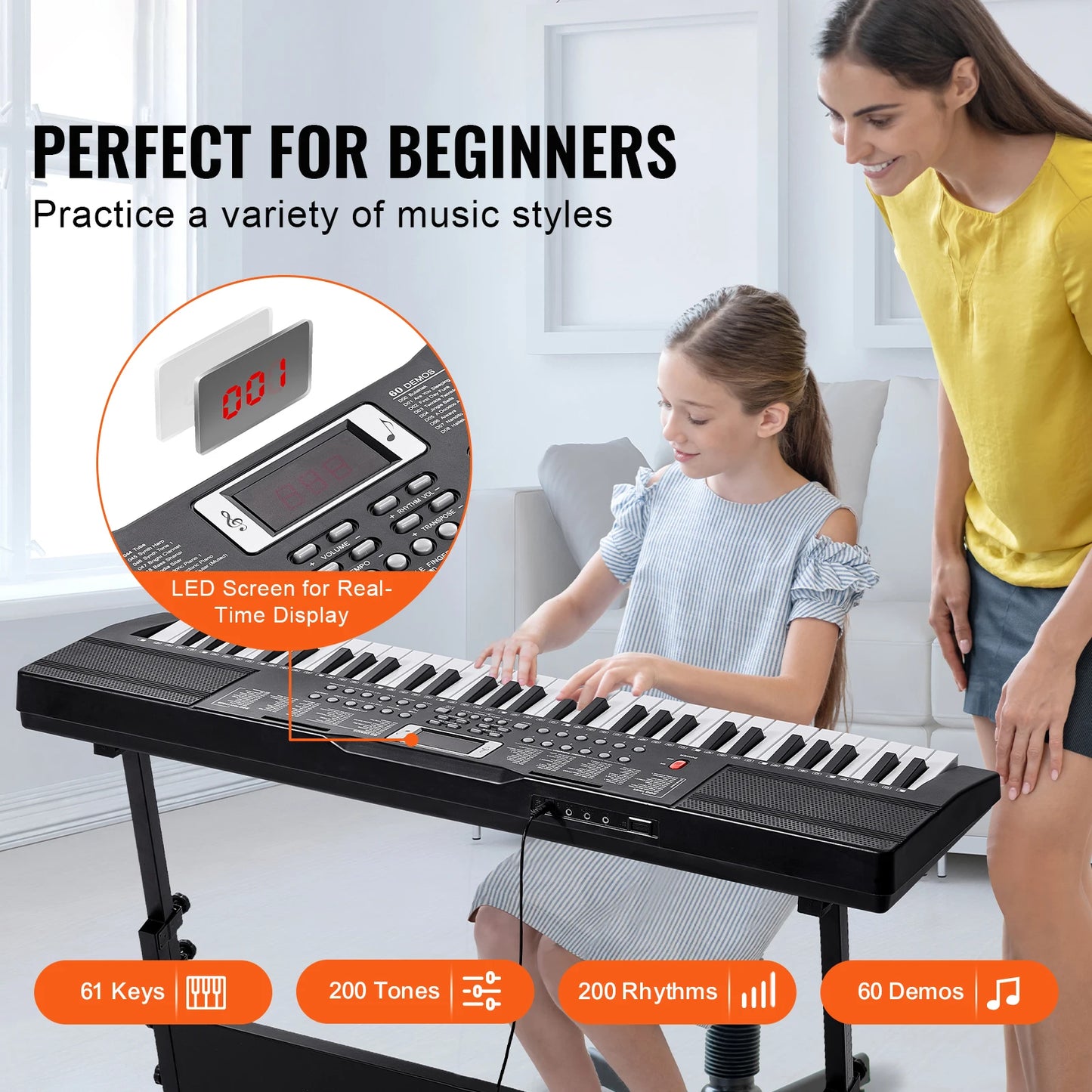 SucceBuy Portable Digital Keyboard Electric Piano For Beginners