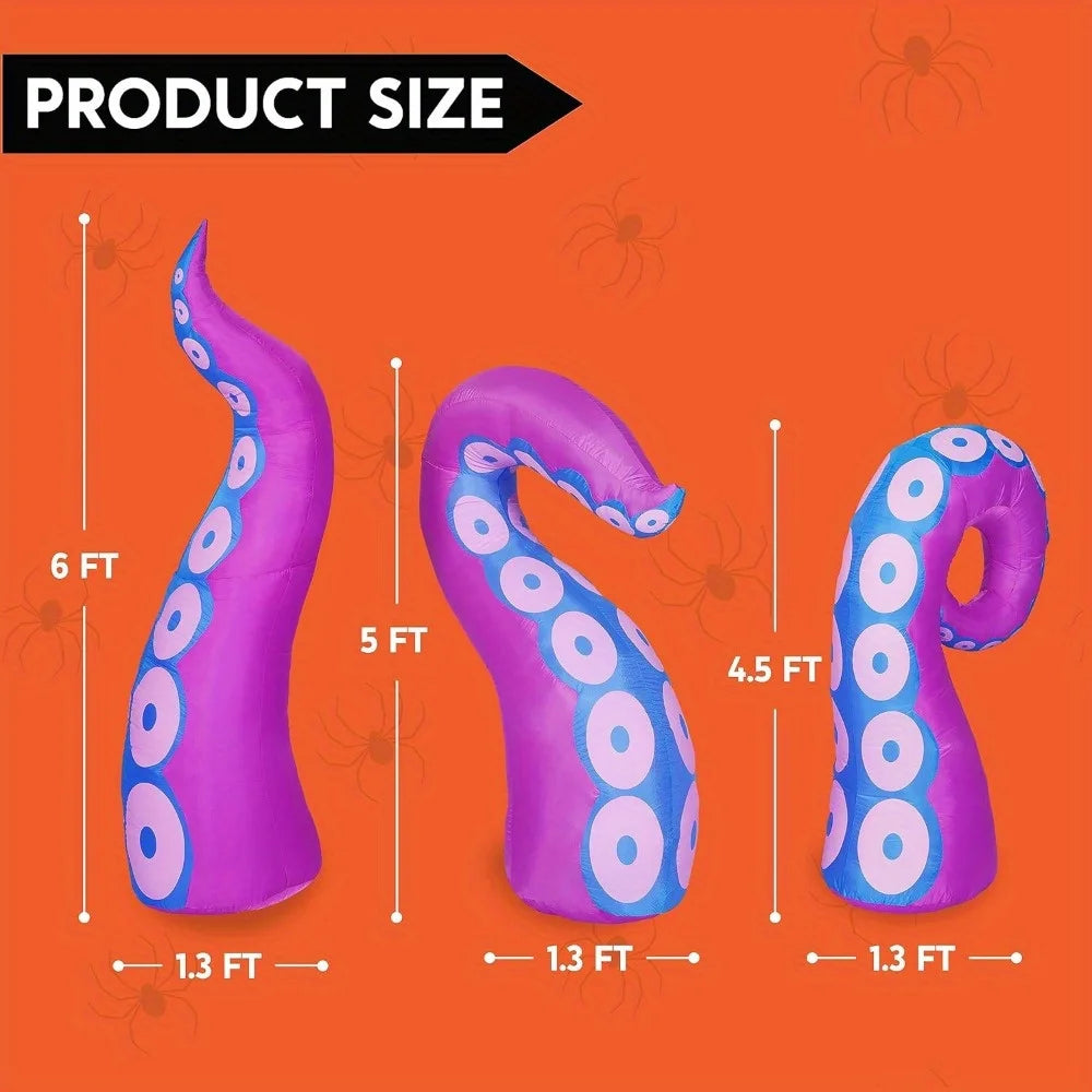 Joyfy Halloween Octopus Tentacle Inflatable Decor With Led Lights