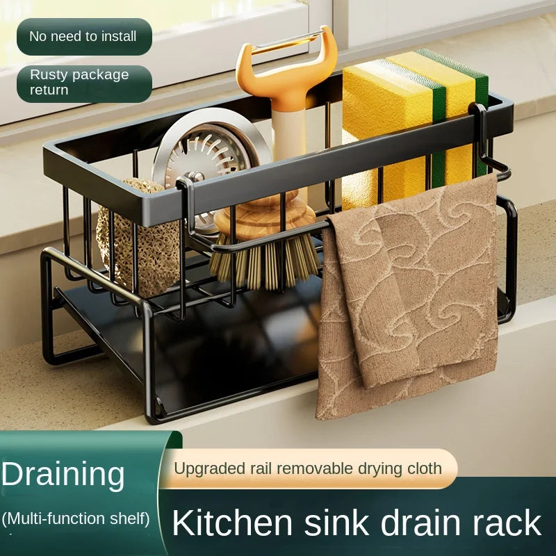Stainless Steel Sink Drainage Rack and Dishcloth Storage