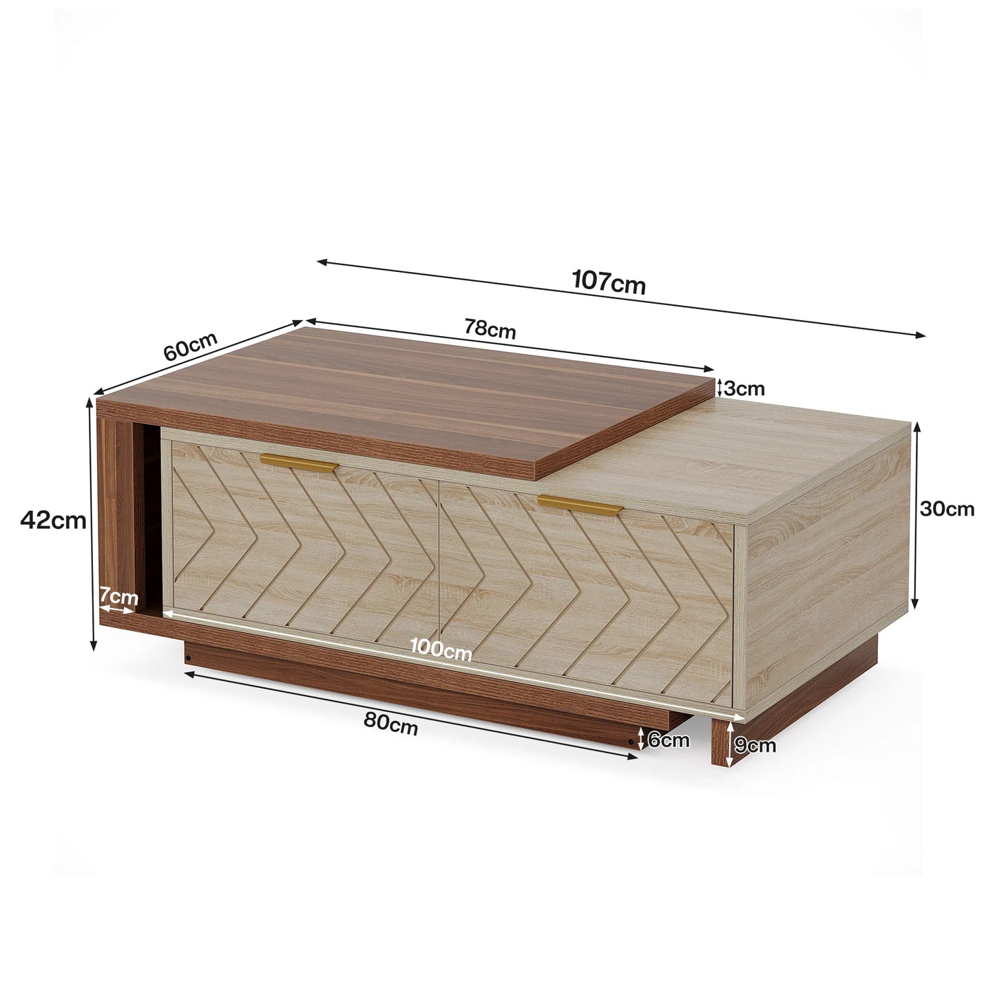 Tribesigns Extendable Coffee Table With Two Storage Drawers
