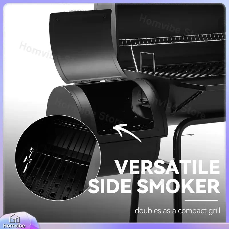 Charcoal Offset Smoker Grill for Outdoor Cooking, Durable Stainless Steel