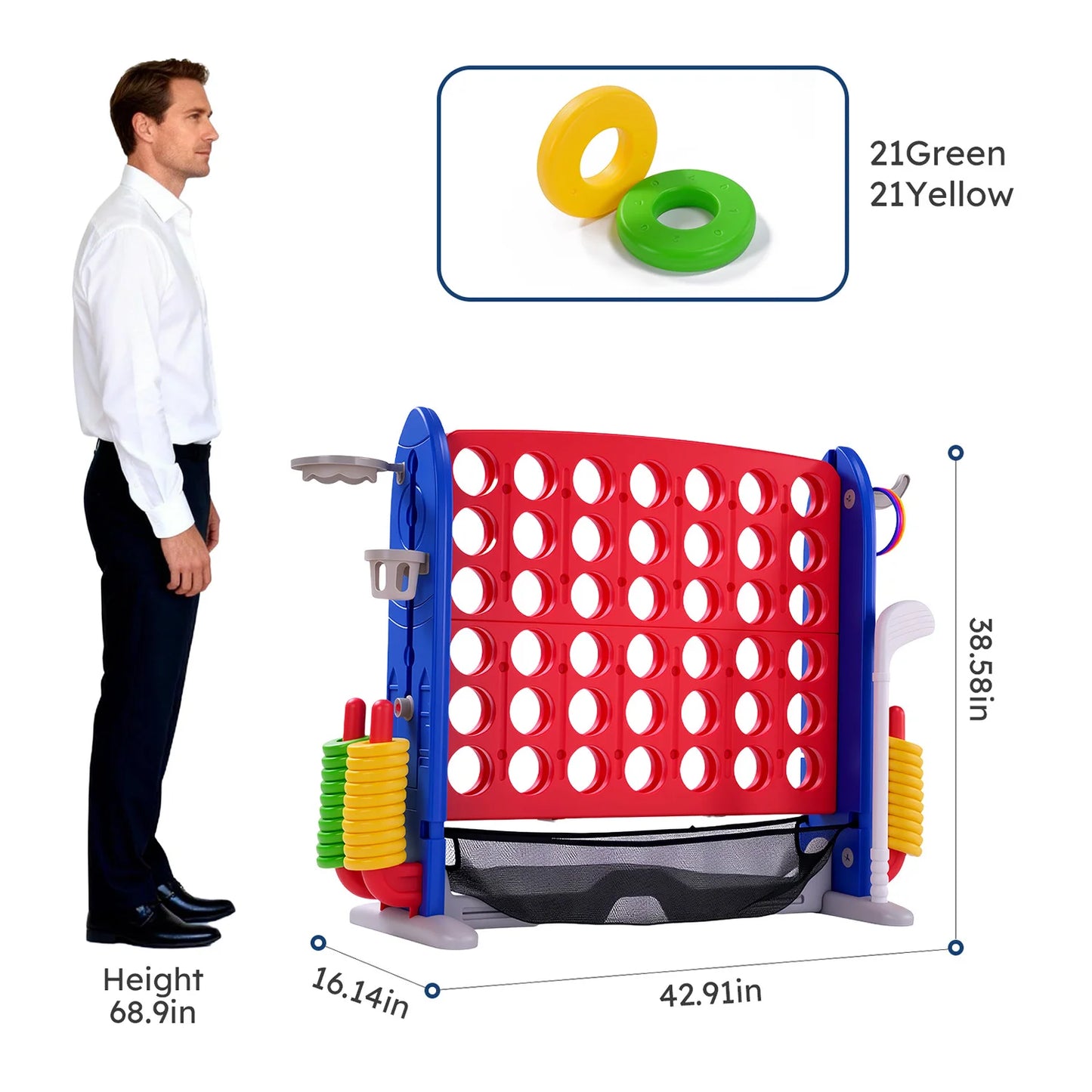 Giant Four In A Row Basketball Ring Toss Outdoor Game
