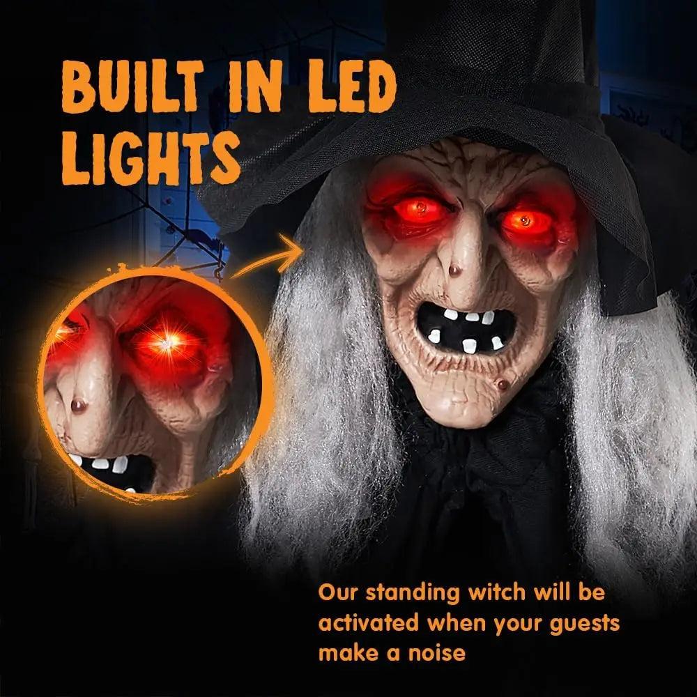 Joyfy Animatronic Witch With Cane Halloween Outdoor Decoration Prop