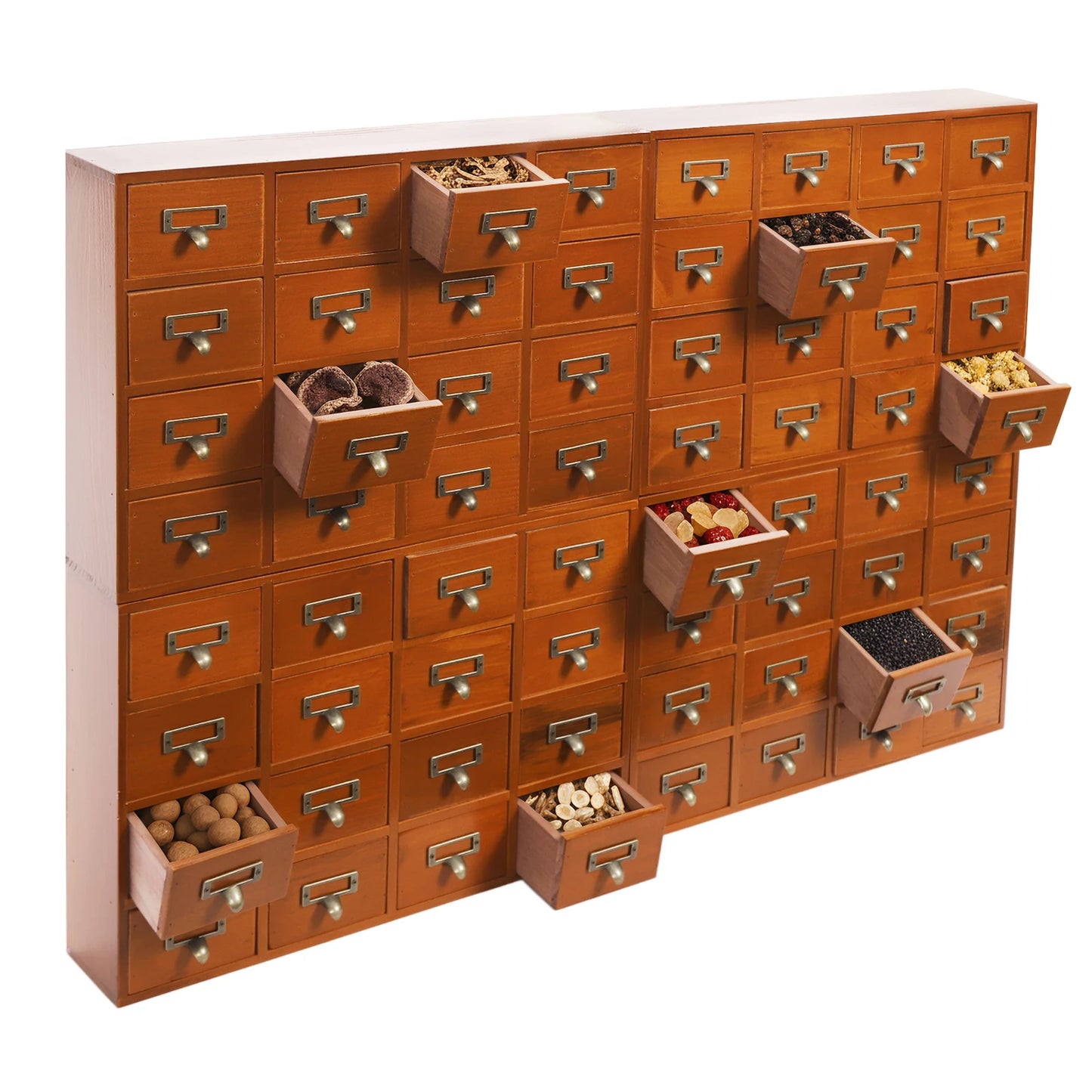 Pine Wood 64 Drawer Storage Cabinet Tabletop Organizer For Office