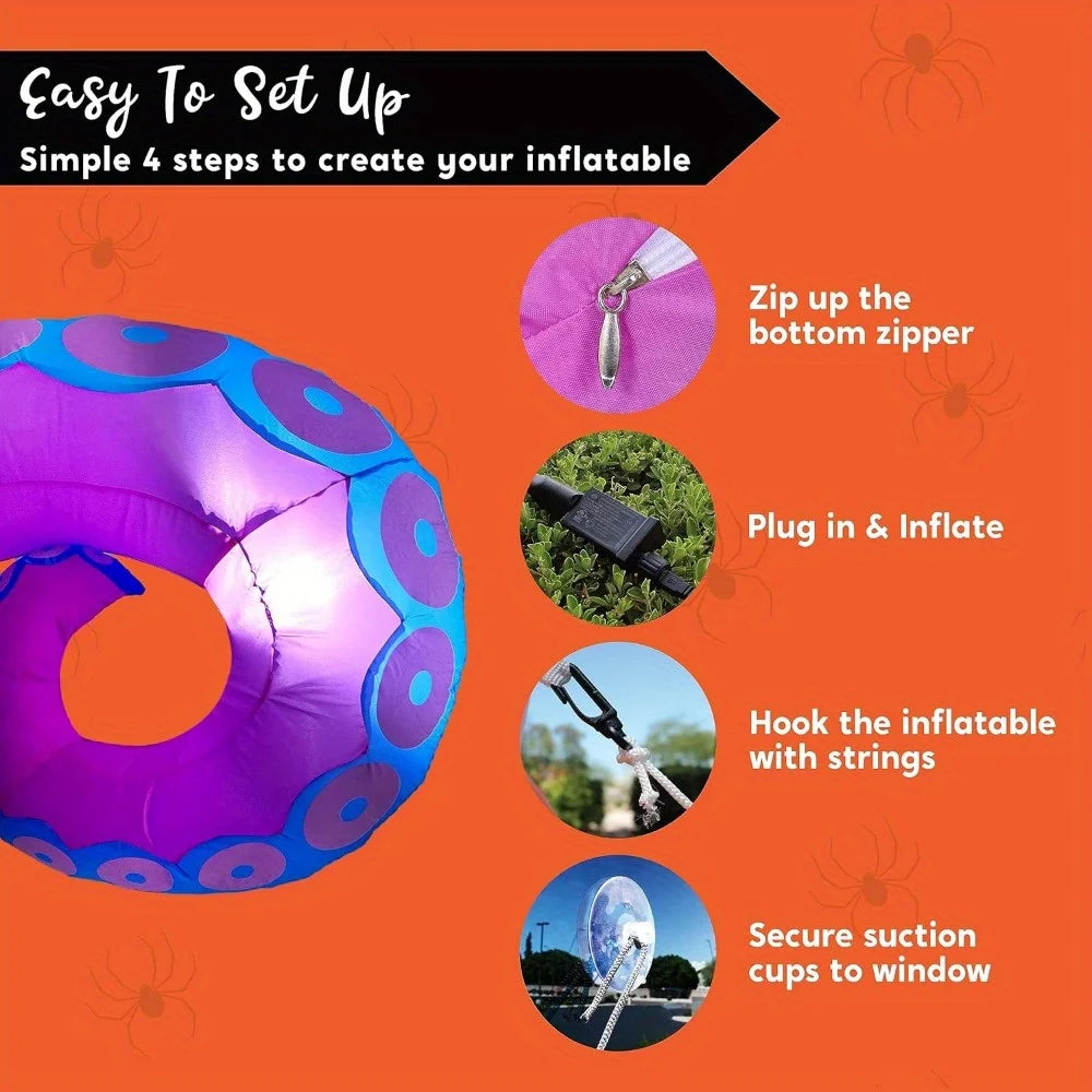 Joyfy Halloween Octopus Tentacle Inflatable Decor With Led Lights