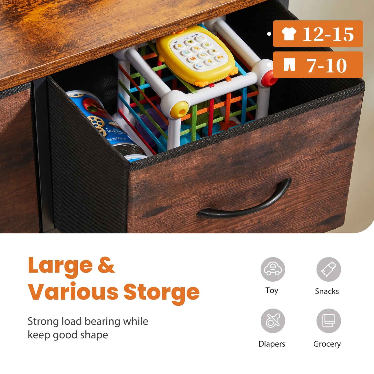 JHK Dresser Wardrobe With 9 Fabric Storage Drawers For Bedroom