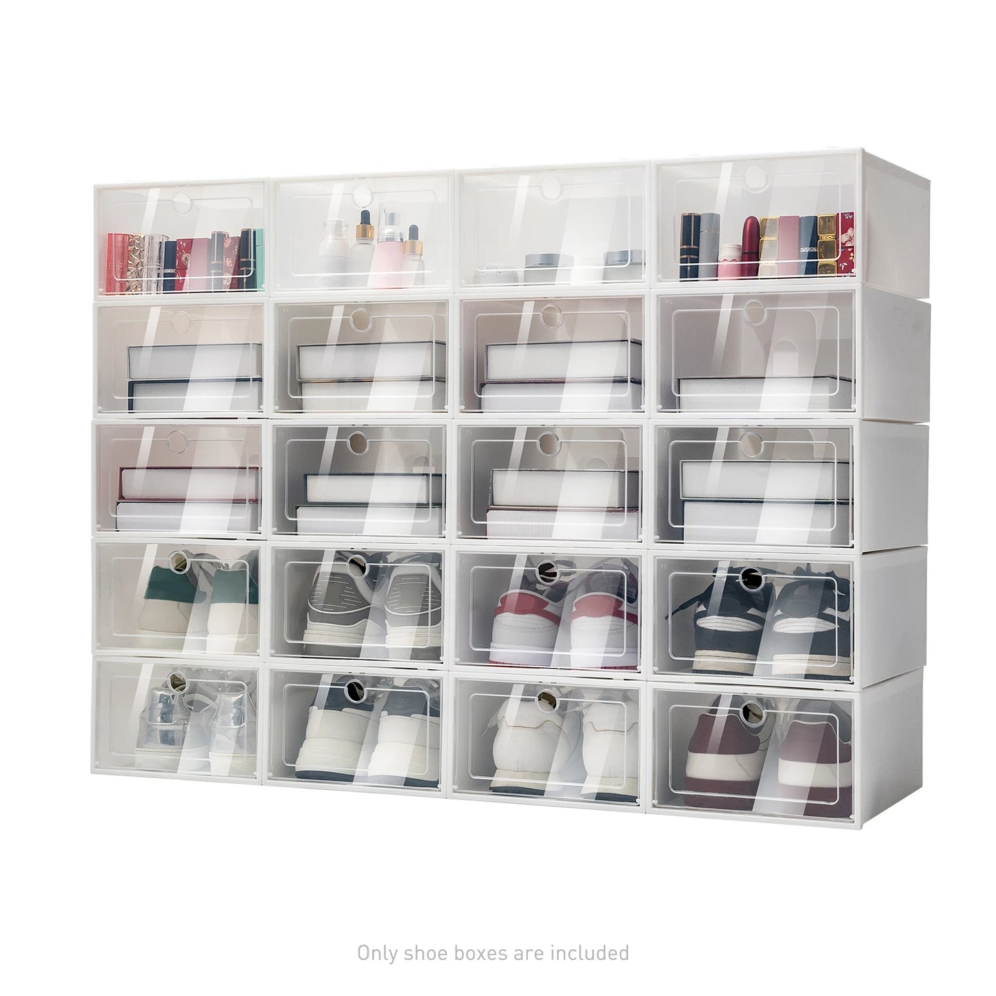 Foldable Flip Shoe Box Set 20 Or 24 Pack Clear Plastic Storage Case