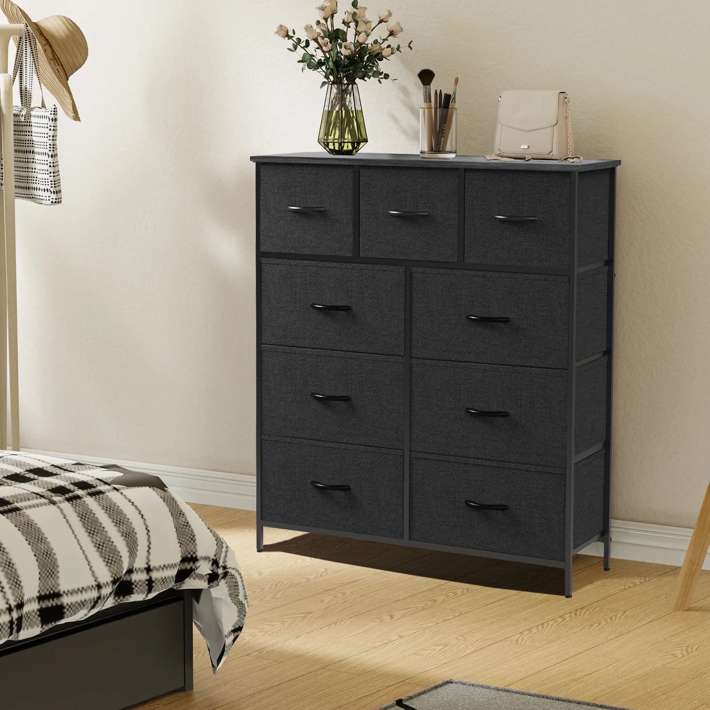 JHK Dresser Wardrobe With 9 Fabric Storage Drawers For Bedroom