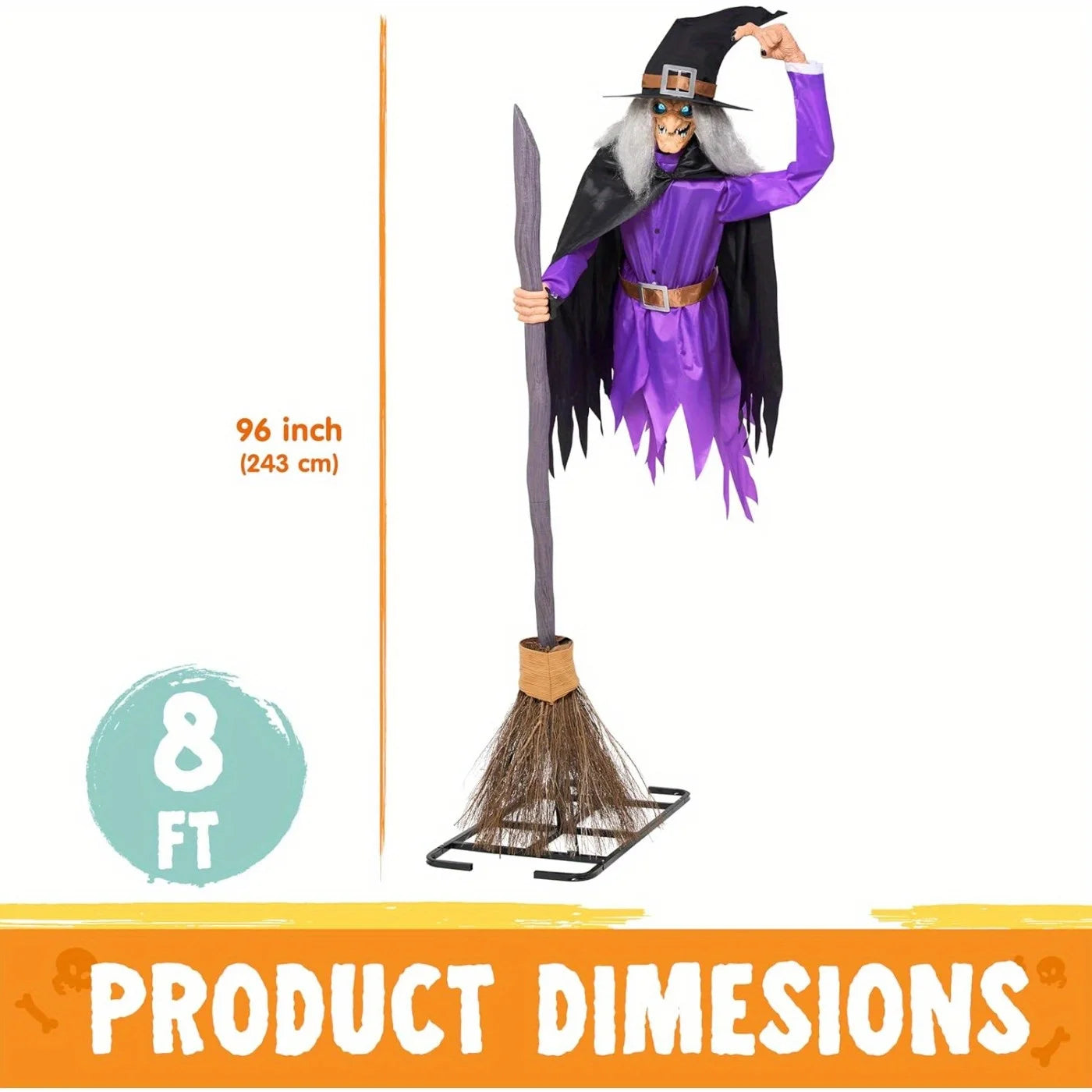 Animated Halloween Flying Witch Decoration With Light Eyes And Spooky Voice